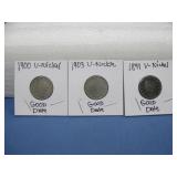 1891, 1900, 1903 V-Nickels Good Dates