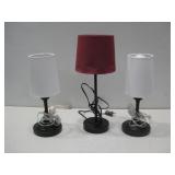Three Small Desk Lamps Power On Largest 15.5'