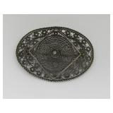 Sterling Silver Tested Vtg. Filigree Brooch/ Pin