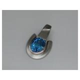 S.S Modernist Tested Genuine Aqua Marine Pendant