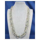 Vtg Navajo 7 Strand S.S. Turquoise Onyx & More See