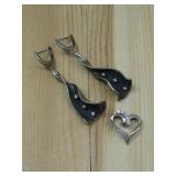 Vtg S.S. Twisted Ribbon Earrings W/ S.S. Heart See