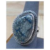 Sterling Silver Turq W/Pyrite Matrix Ring Hallmark