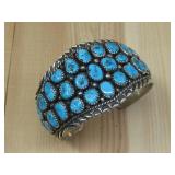 Sterling Silver Turq. Cluster Bracelet Hallmarked