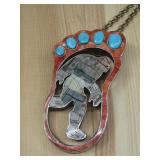 Sterling Silver Multi Inlay Big Foot Pendant See