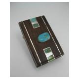 Vtg. N/A Turq., M.O.P. Wood Buckle