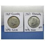 1967 & 1968 Kennedy Half Dollar 40% Silver