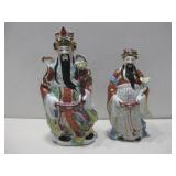 Pair of Colorful Chinese Ceramic Men 10' & 12'