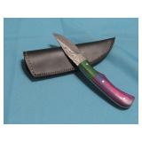 Damascus Knife W/ Sheath 7 1/2'
