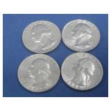 Four 1964 Silver Washington Quarters 90% Silver