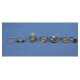 Seven Assorted Rings S.S., Gold Tone See Info