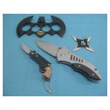 2 Pocket Knives, Ninja Star, & Batman Knuckle Ring