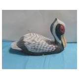 Vtg Handpainted Wood Carved Pelican 13'