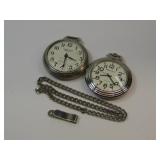 Two Sterling Silver Westclox Pocket Watches