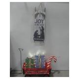 Holiday Light Up Wagon Decor & Joy Sled Sign See