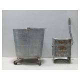 Vtg Galvanized Mop Bucket W/ Wringer See Info