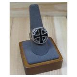 Sterling Silver Maltese Inlaid Black Enamel Ring
