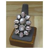 Sterling Silver Pink M.O.P. Cluster Ring Hallmark