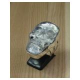 Sterling Silver Translucent Crystal Skull Ring See