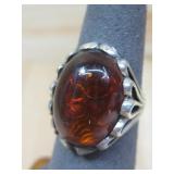 Sterling Silver Baltic Amber Ring Hallmark
