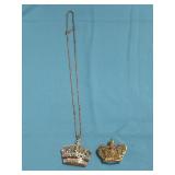 Goldtone Oversized Rhinestone King & Queen See