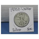 1935D Liberty Walker Silver Half Dollar