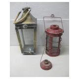 Two Lawn Art Metal Lanterns 19' & 12'
