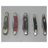 Five Foldable Pocket Knifes See Info