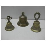 Three Vtg  Decorative Brass Bells Largest 4'