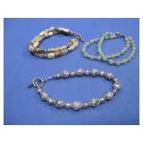 Three Beaded Bracelets W/S.S. Clasp See Info