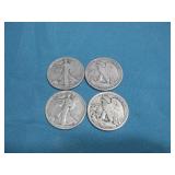 Four Silver Standing Liberty Half Dollars See Info