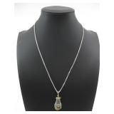 Sterling Silver Necklace Stone Pendant Hallmarked