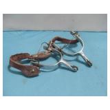 Pair Of Western Style Spurs W/Leather Straps