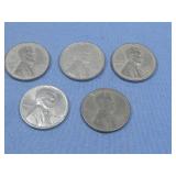 Five 1943 Wartime Steel Cents
