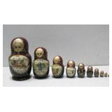 Handpainted & Signed Nesting Dolls 9'