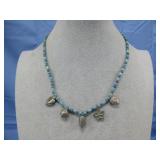 S.S. & Turquoise Bead Necklace 18'