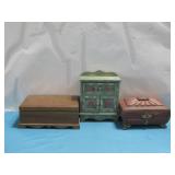 Two Vtg Wooden Jewelry Boxes W/Handpainted See