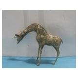 Vtg Brass Giraffe Figurine 10' x 9.5' See Info