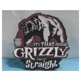 Grizzly Long Cut Straight Metal Sign See Info