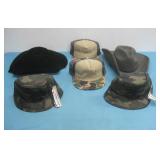 Six Assorted Hats, Camo Trucker Style, Bucket Hats