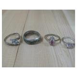 Four Sterling Silver Rings Hallmarked