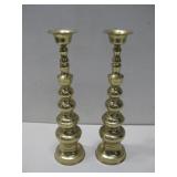 Two HOMECO Brass Candle Holders 18'