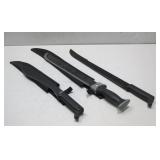 Three Machetes (2) W/Sheaths