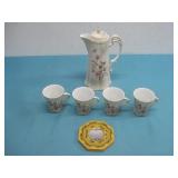 Floral Porcelain Coffee Set With Teapot And 4 Cups