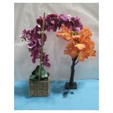 Artificial Orchid 24.5' Tall & Faux Leaf Decor