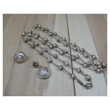 Vtg Long Link Station Necklace W/Screw Back See