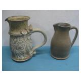 Two Stoneware Pitchers 10' Tall