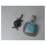 VTG SW Sterling Silver Amethyst Pendants 19.36 G