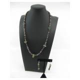 Silvertone Heishi Necklace Earring Set