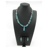 Sterling Silver Tested Howlite Necklace & Earrings